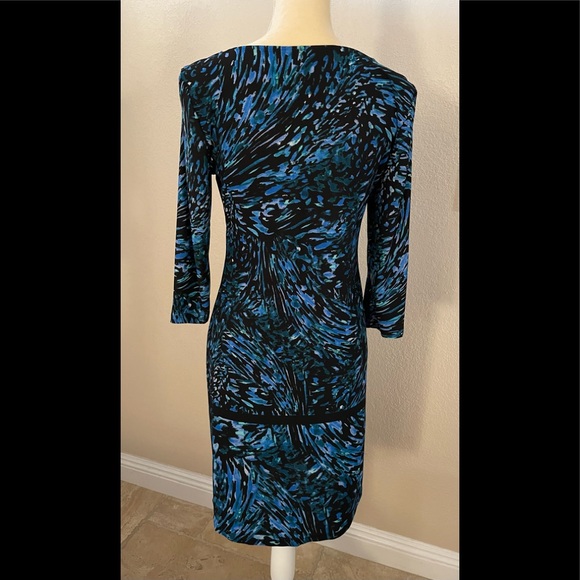 Dana Buchman Blue and Black Pattern Dress - Picture 2 of 9